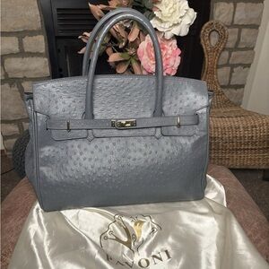 Pavoni Custom Made grayish blue leather handbag